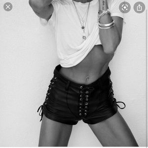 Rat and Boa Soda leather tie-up shorts